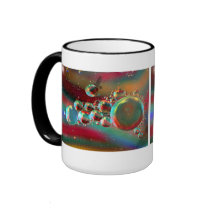 Bubbles and Raven Abstract Planets Mug