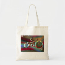 Bubbles and Raven Abstract Planets Tote Bag