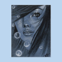 Bubbles blue mermaid Postcard postcards