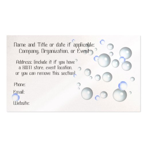Bubbles business, Save the Date, or Calling cards Business Card