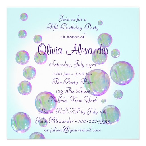 Bubbles Purple Carousel Pony Girls Birthday Party Personalized Announcement
