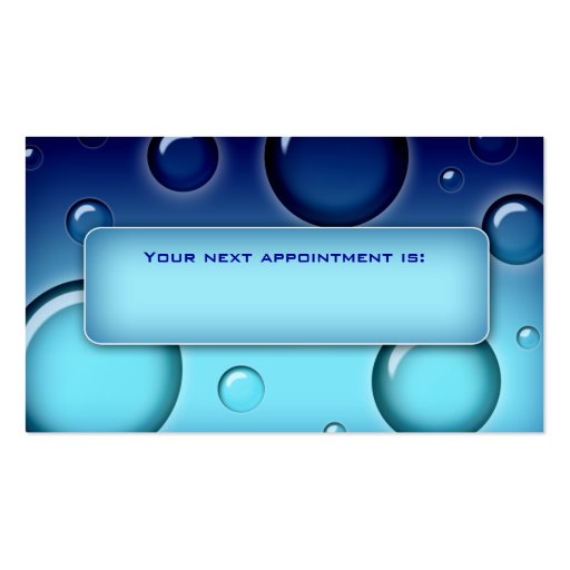Bubbles Salon Spa Appointment Card blue Business Card (back side)