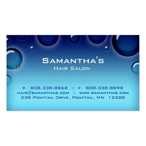 Bubbles Salon Spa Appointment Card blue Business Card (front side)