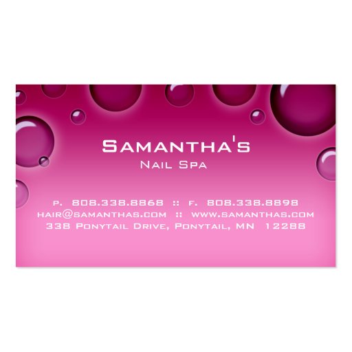 Bubbles Salon Spa Appointment Card pink Business Card (back side)