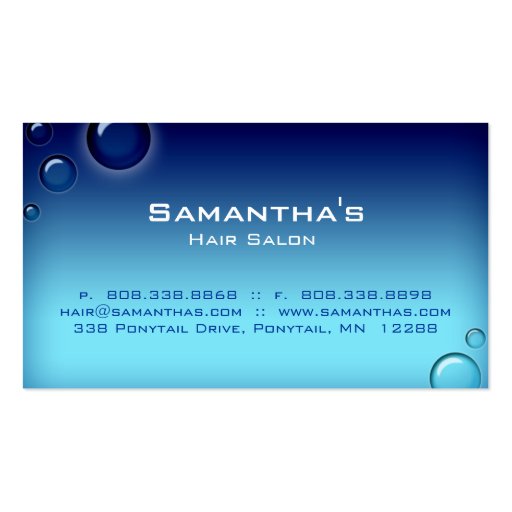 Bubbles Salon Spa Business Card blue (front side)