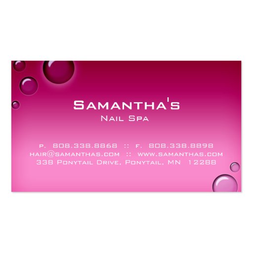 Bubbles Salon Spa Business Card pink