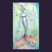 Bubbles Watercolor Mermaid Poster Print posters