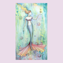 Bubbles Watercolor Mermaid Poster Print