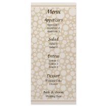 Bubbles Wedding Menu rack cards