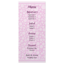 Bubbles Wedding Menu rack cards