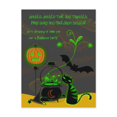 Bubbling Cauldron Halloween Party Invitation Post Cards by wasootch