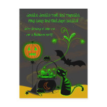 Bubbling Cauldron Halloween Party Invitation Post Cards