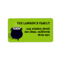 Bubbling cauldron potion green Halloween address label