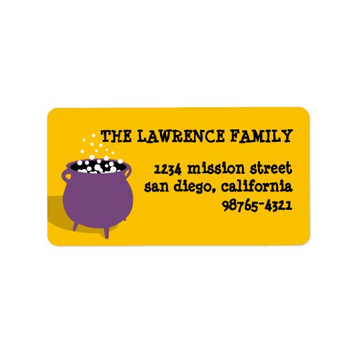 Bubbling cauldron potion yellow Halloween address Address Label