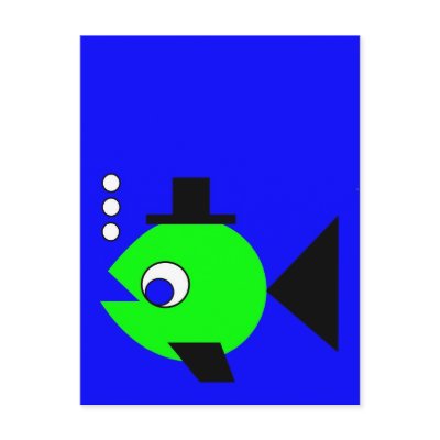 Bubbling Hat Fish Postcards by lonvig