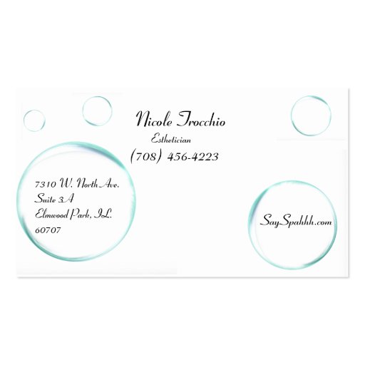 Bubbly Bath Business Cards (front side)
