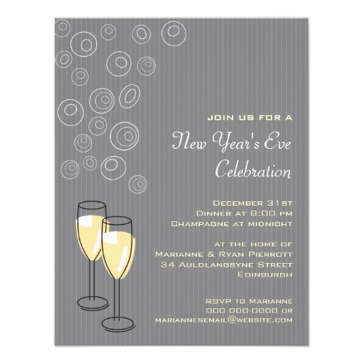 Bubbly Champagne New Years Invitation (front side)