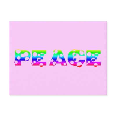 Bubbly Dot Rainbow PEACE Postcards by JuJuGarden