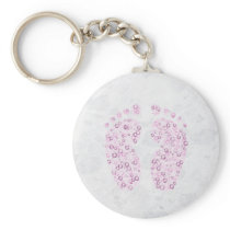 bubbly feet in pink key chains