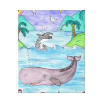 Bubbly Whales 8x10 Canvas Canvas Prints