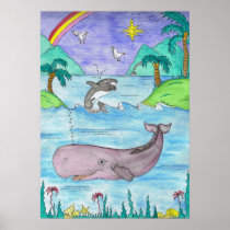 Bubbly Whales Poster Print