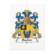 Buchet Family Crest postcards by coatsofarms Buchet Family Crest postcards