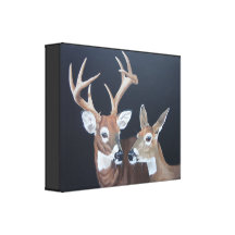 Buck and Doe Whitetail Deer canvas Gallery Wrapped Canvas