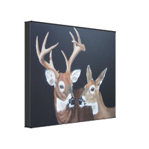 Buck and Doe Whitetail Deer canvas Canvas Print