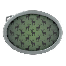 Buck Deer Pattern on Green Belt Buckle