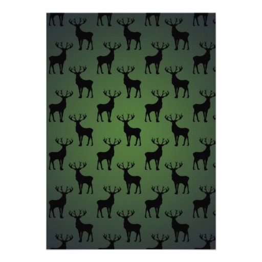 Buck Deer Pattern on Green Custom Announcement