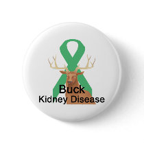 Buck Kidney-Disease Button by causeican Buck Kidney-Disease Button
