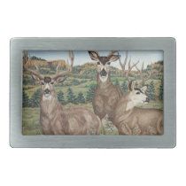 Buck Mule Deer Wildlife Art Belt Buckles