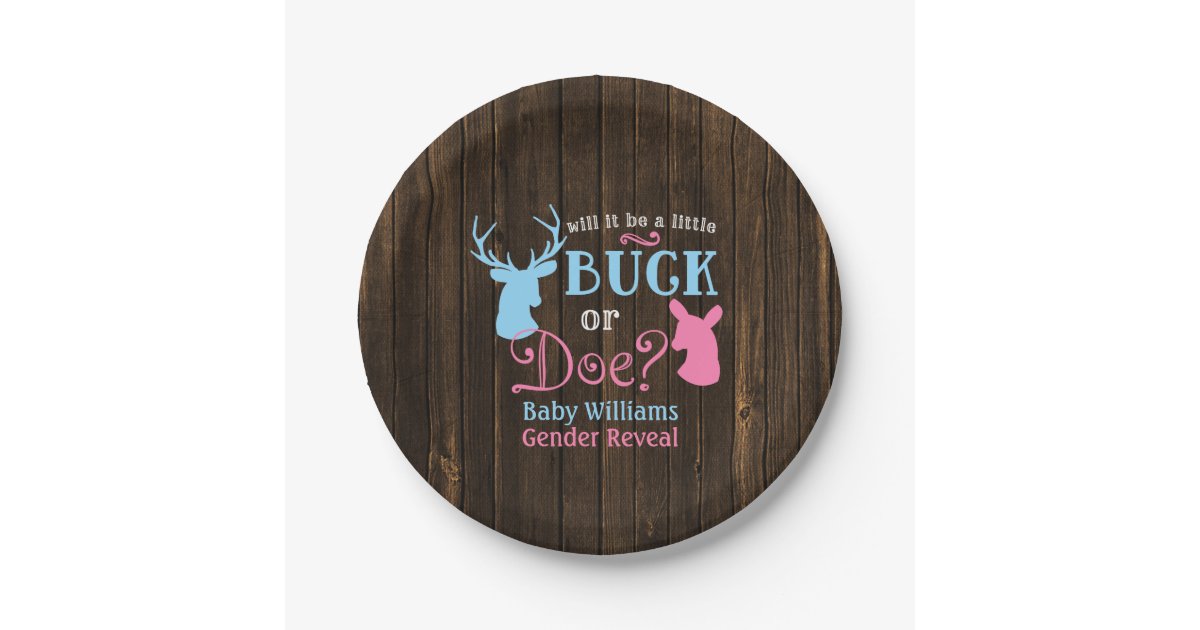 Buck Or Doe Gender Reveal Party Baby Shower Paper Plate