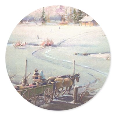 BUCKBOARD WAGON by SHARON SHARPE Round Stickers by sharonsharpe