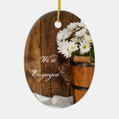 Bucket and Daisies Country Engagement Ornament