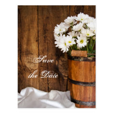 Bucket and Daisies Country Wedding Save the Date Postcards