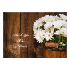 Bucket and Daisies Country Wedding Thank You Note Custom Invitation