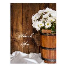 Bucket and White Daisies Country Wedding Thank You Postcard