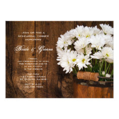 Bucket Daisies Country Wedding Rehearsal Dinner Personalized Announcement