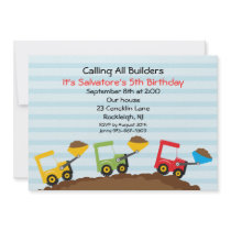 Bucket Loader Boys Construction Invitation