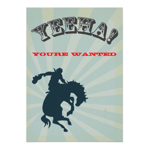 Bucking Bronco Cowboy Birthday Party Invitaiton Announcement