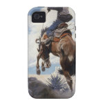 Bucking by NC Wyeth, Vintage Cowboy Rodeo Horse Vibe iPhone 4 Cover