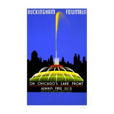 Buckingham Fountain 1939 WPA Print by lc_wpa