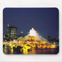 Buckingham Fountain illuminated, Chicago Mouse Pads