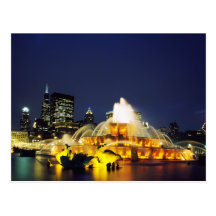 Buckingham Fountain illuminated, Chicago Post Cards