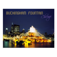Buckingham Fountain illuminated, Chicago Post Cards