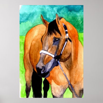 Buckskin Halter Horse Quarter Horse Portrait Poster by OldeTimeMercantile. Buckskin Halter Horse Quarter Horse Portrait