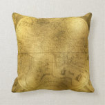 Buckskin Leather Vintage world map Throw Pillow