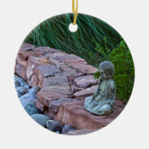 Buda meditating by the stream christmas ornaments