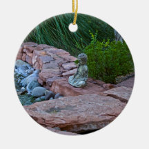 Buda meditating by the stream ornament